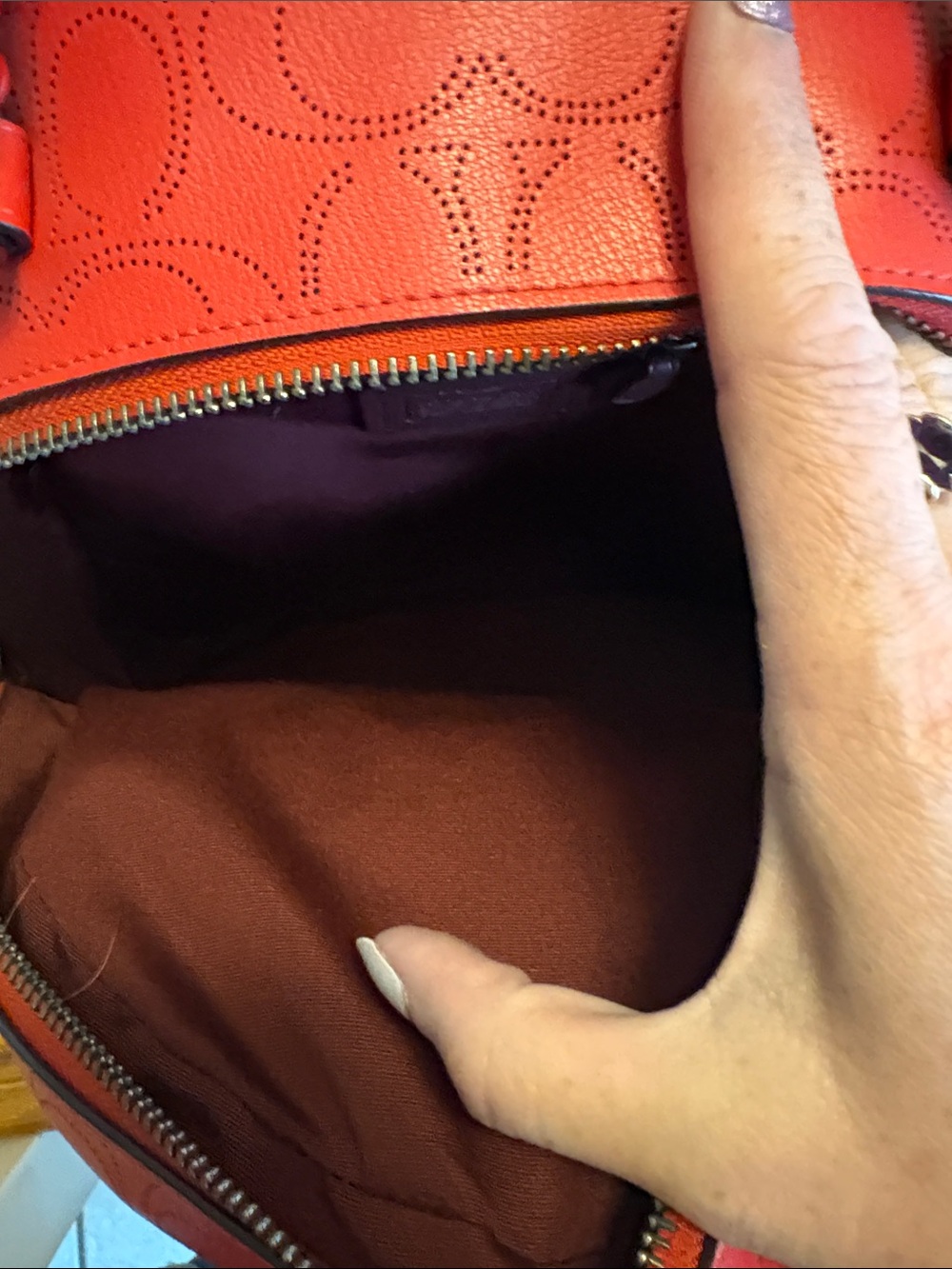 Coach Red Leather Mini Backpack with Signature Perforation - Picture 8 of 8